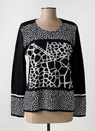 Pull coupe cintrée manches longues noir GRIFFON femme