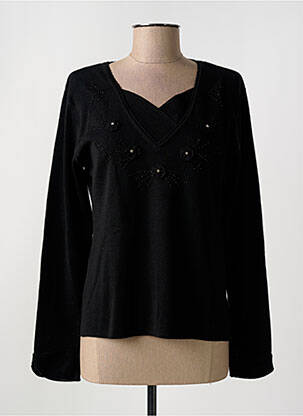 Pull coupe cintrée manches longues noir GRIFFON femme