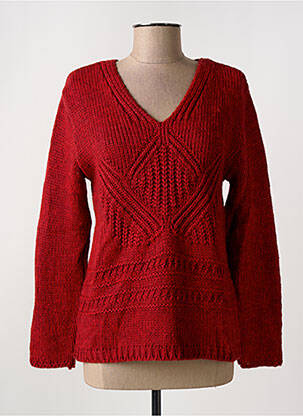 Pull coupe cintrée manches longues rouge GRIFFON femme