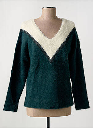 Pull coupe cintrée manches longues vert GRIFFON femme
