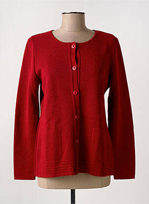 Gilet manches longues col rond rouge GRIFFON femme