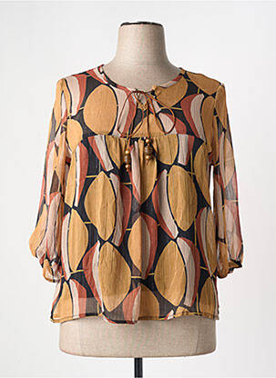 Blouse imprimé fantaisie manches 3/4 orange GRIFFON femme