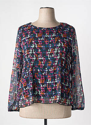 Blouse imprimé fantaisie manches longues bleu GRIFFON femme