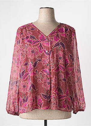 Chemisier tissage crêpe manches longues rouge GRIFFON femme