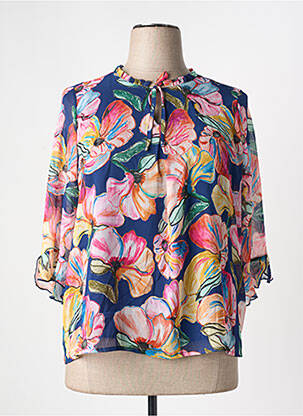 Blouse imprimé fleurs manches 3/4 bleu GRIFFON femme