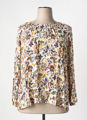 Blouse tissage popeline manches longues beige GRIFFON femme