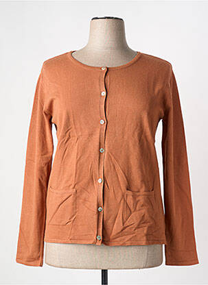 Gilet manches longues col rond marron GRIFFON femme