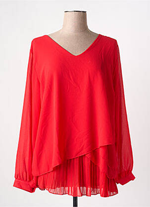 Blouse col rond manches longues rouge COULEURS DU TEMPS femme