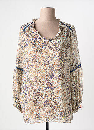 Blouse imprimé fantaisie manches longues beige MERI & ESCA femme