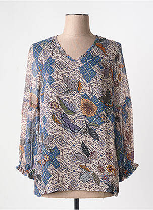 Blouse imprimé fantaisie manches longues beige MERI & ESCA femme