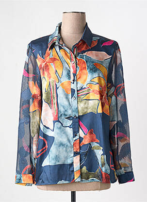 Chemisier imprimé fantaisie manches longues bleu GREGORY PAT femme