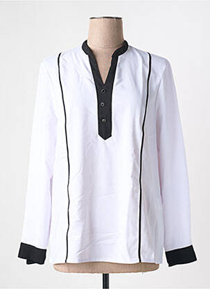 Blouse poignets boutonnés avec fente manches longues blanc GREGORY PAT femme