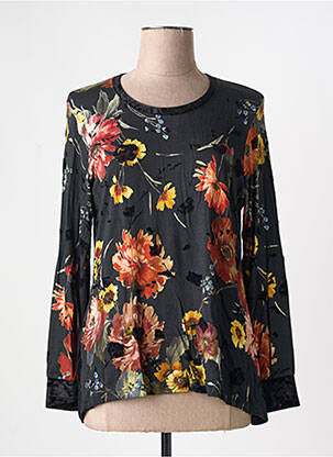 T-shirt manches longues manches longues noir QUATRE VINGT JOURS femme