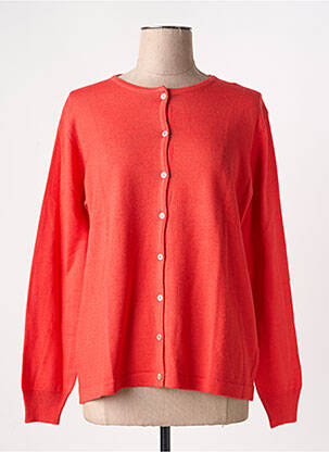 Gilet manches longues fermeture boutonnée sur le devant rouge QUATRE VINGT JOURS femme
