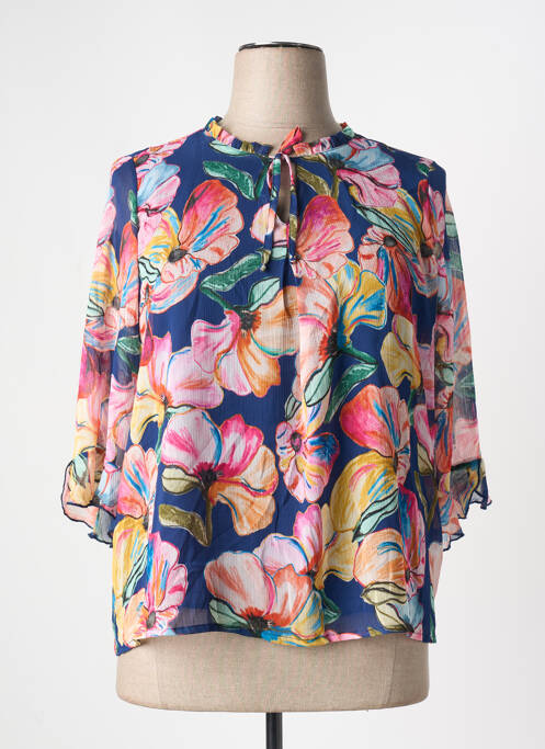 Blouse imprimé fleurs manches 3/4 bleu GRIFFON femme