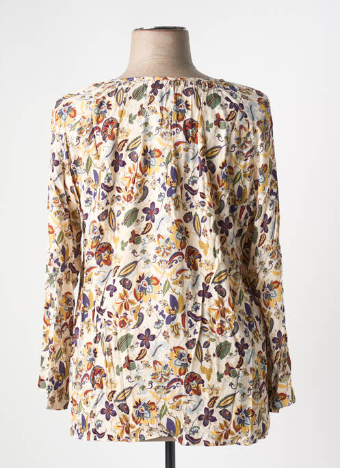 Blouse tissage popeline manches longues beige GRIFFON femme