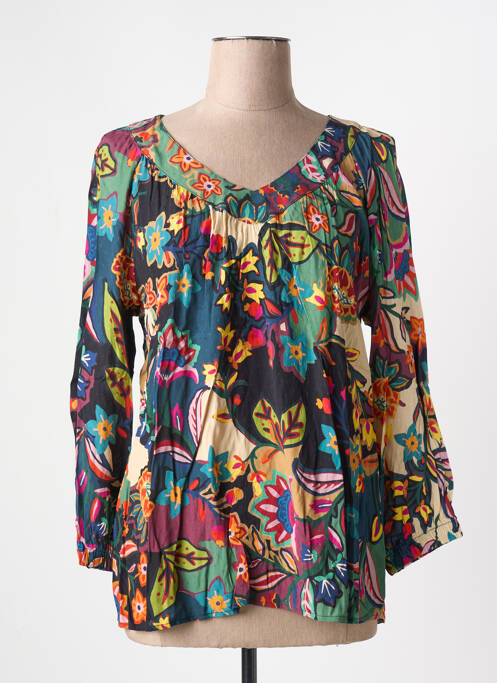 Blouse imprimé fantaisie manches longues vert GRIFFON femme