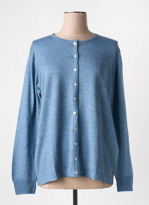 Gilet manches longues fermeture boutonnée sur le devant bleu QUATRE VINGT JOURS femme