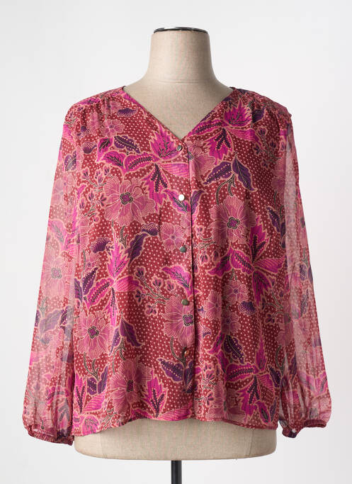 Chemisier imprimé fantaisie manches longues rouge GRIFFON femme