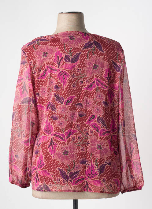 Chemisier imprimé fantaisie manches longues rouge GRIFFON femme