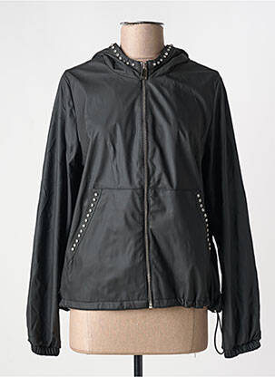 Coupe-vent manches longues a capuche noir ZIA1 femme