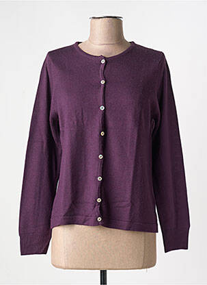 Gilet manches longues col rond violet QUATRE VINGT JOURS femme