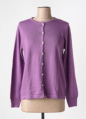Gilet manches longues col rond violet clair QUATRE VINGT JOURS femme