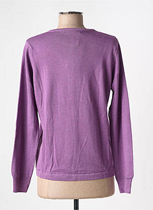 Gilet manches longues col rond violet clair QUATRE VINGT JOURS femme