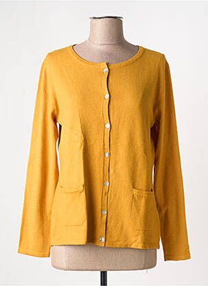 Gilet manches longues col rond jaune GRIFFON femme