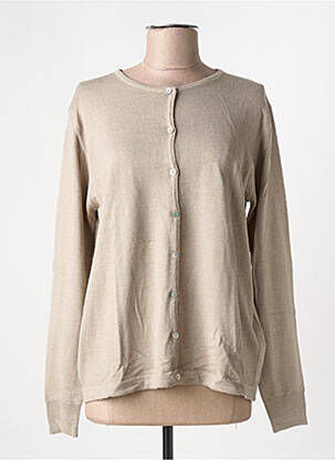 Gilet manches longues col rond beige QUATRE VINGT JOURS femme