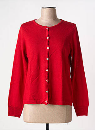 Gilet manches longues fermeture boutonnée sur le devant rouge QUATRE VINGT JOURS femme
