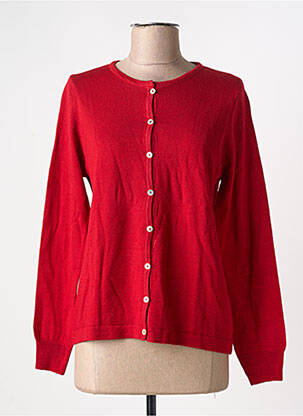 Gilet manches longues fermeture boutonnée sur le devant rouge fonce QUATRE VINGT JOURS femme