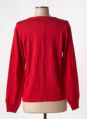 Gilet manches longues fermeture boutonnée sur le devant rouge fonce QUATRE VINGT JOURS femme