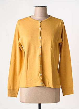 Gilet manches longues fermeture boutonnée sur le devant jaune QUATRE VINGT JOURS femme
