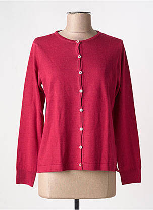 Gilet manches longues fermeture boutonnée sur le devant rose fonce QUATRE VINGT JOURS femme
