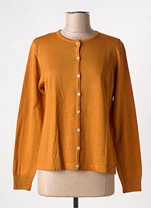 Gilet manches longues col rond jaune QUATRE VINGT JOURS femme