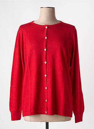 Gilet manches longues fermeture boutonnée sur le devant rouge QUATRE VINGT JOURS femme