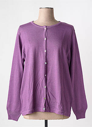 Gilet manches longues col rond violet QUATRE VINGT JOURS femme