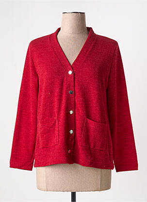 Gilet manches longues fermeture boutonnée sur le devant rouge GRIFFON femme