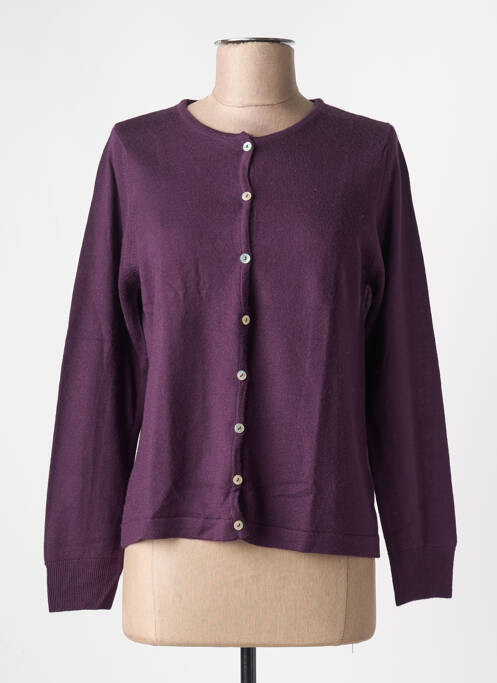Gilet manches longues fermeture boutonnée sur le devant violet QUATRE VINGT JOURS femme