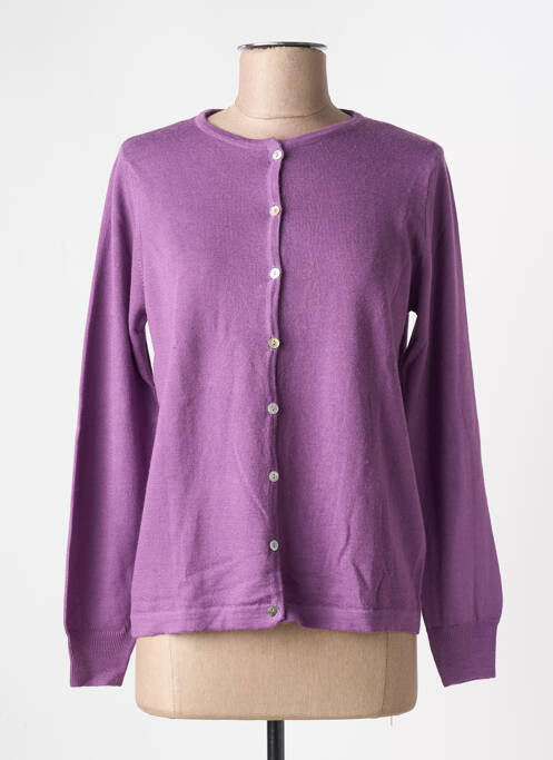 Gilet manches longues fermeture boutonnée sur le devant violet clair QUATRE VINGT JOURS femme