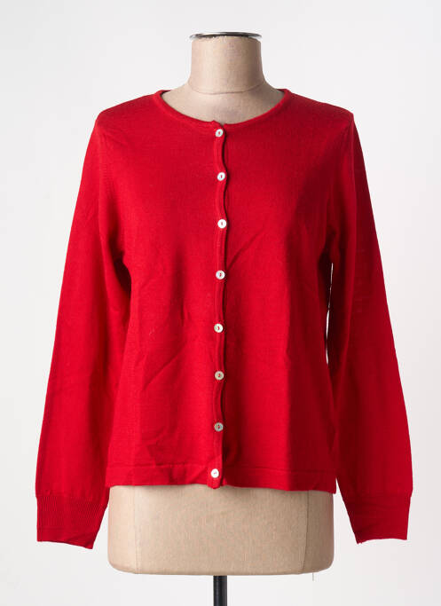 Gilet manches longues fermeture boutonnée sur le devant rouge QUATRE VINGT JOURS femme