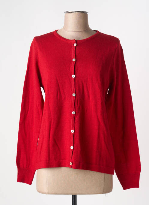 Gilet manches longues fermeture boutonnée sur le devant rouge fonce QUATRE VINGT JOURS femme