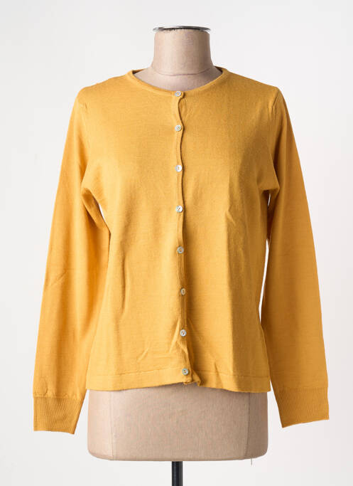 Gilet manches longues fermeture boutonnée sur le devant jaune QUATRE VINGT JOURS femme
