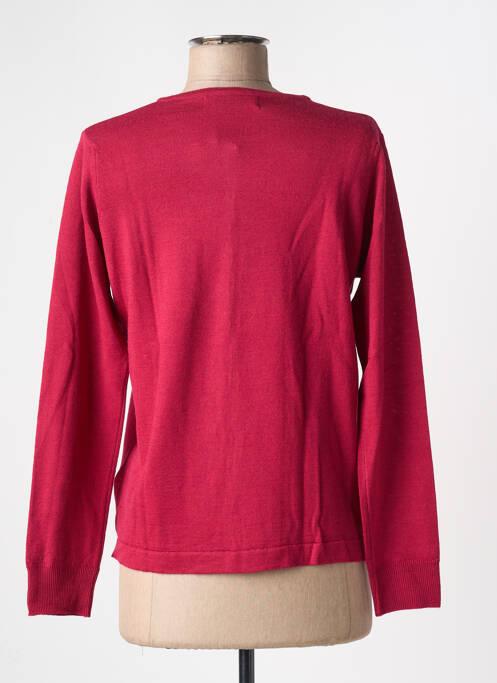 Gilet manches longues fermeture boutonnée sur le devant rose fonce QUATRE VINGT JOURS femme
