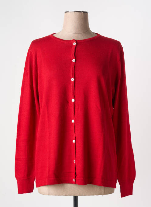 Gilet manches longues fermeture boutonnée sur le devant rouge QUATRE VINGT JOURS femme