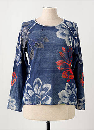 Pull coupe cintrée manches longues bleu HAJO femme