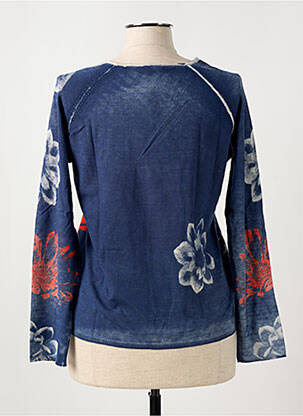 Pull coupe cintrée manches longues bleu HAJO femme