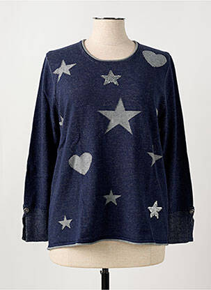 Pull coupe cintrée manches longues bleu HAJO femme