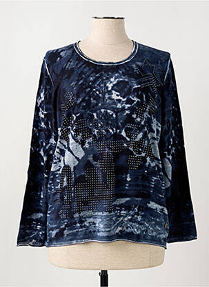 Pull coupe cintrée manches longues bleu HAJO femme